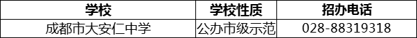 2024年成都市安仁中學(xué)招辦電話是多少？