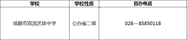 2024年成都市雙流藝體中學(xué)招辦電話是多少？