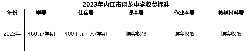 2024年內江市翔龍中學學費多少錢？