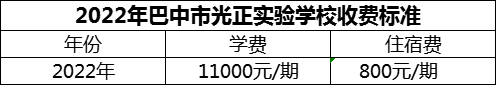 2024年巴中市光正實驗學校學費多少錢？